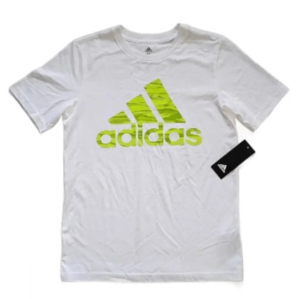 Adidas Camo Logo Graphic T-Shirt White Youth Size M Athletic Casual Tee